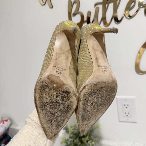 Kate Spade Valerie Gold Glitter Pumps Size 8.5 CV - Picture 4 of 5